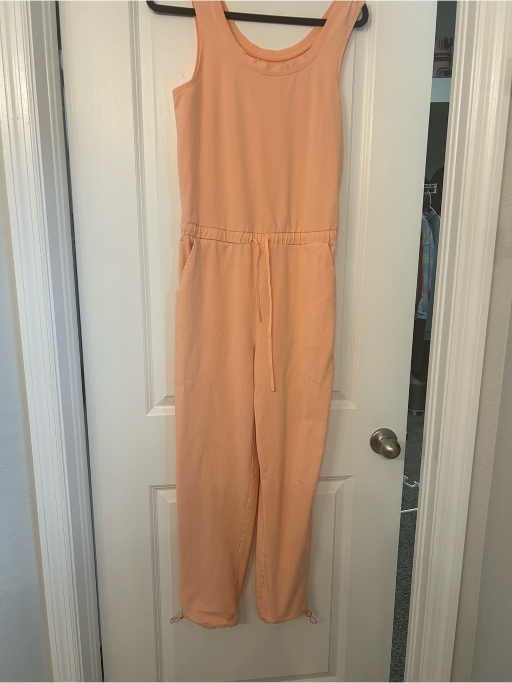 Andrew Marc Peach Sleeveless Drawstring Jumpsuit